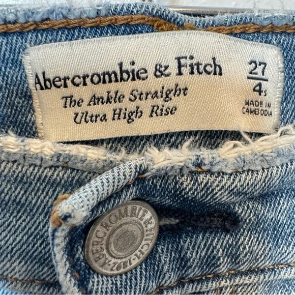 Abercrombie & Fitch Jeans Ankle Straight High Rise Lightly Distressed Size 27 - Picture 4 of 7